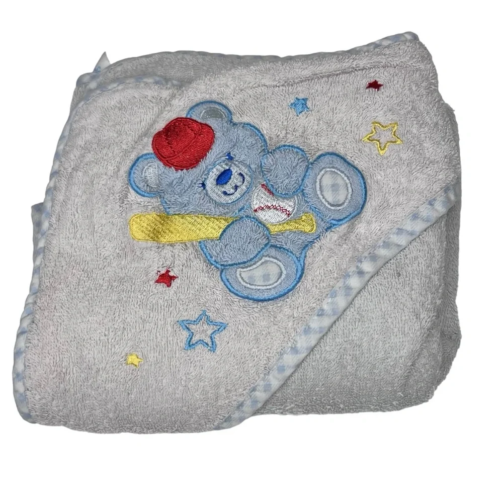 Vintage Baby Blue Baseball Hooded Infant Towel